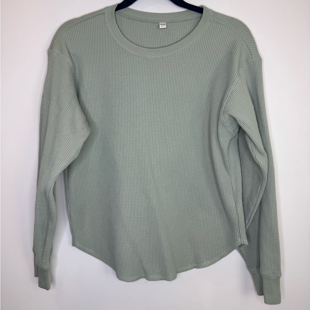 Uniqlo Sage Green Waffle Knit Top size XS
